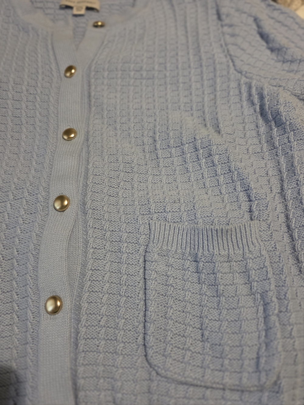 Light Blue Women's Button-Front Textured Cardigan Sweater